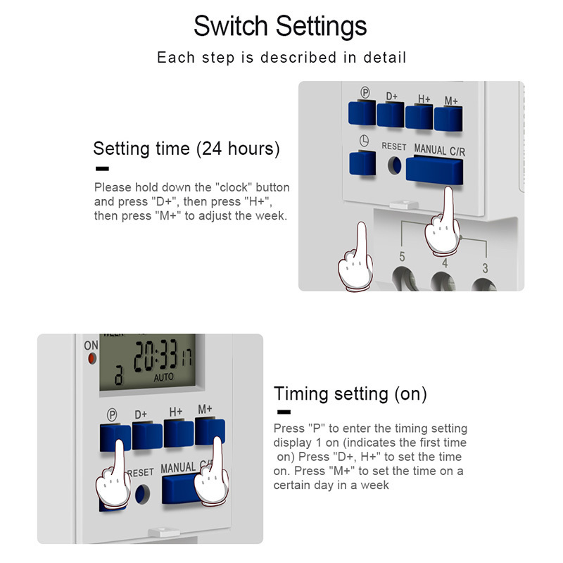 Low Price Digital 15A 12V 24V 110V 220V LCD Weekly Programmable digital timer switch