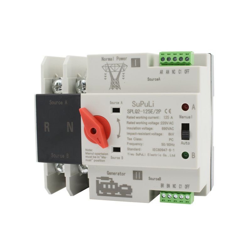 125a 2pole Ats Controller Din Rail Power Ac Dual Power Automatic Transfer Switch Ats Switch For Generator