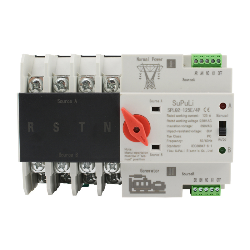 ATS 63A 100A 125A 2P 3P 4P Dual Power Transfer Switch Ac Automatic Transfer Switch For Solar Inverter