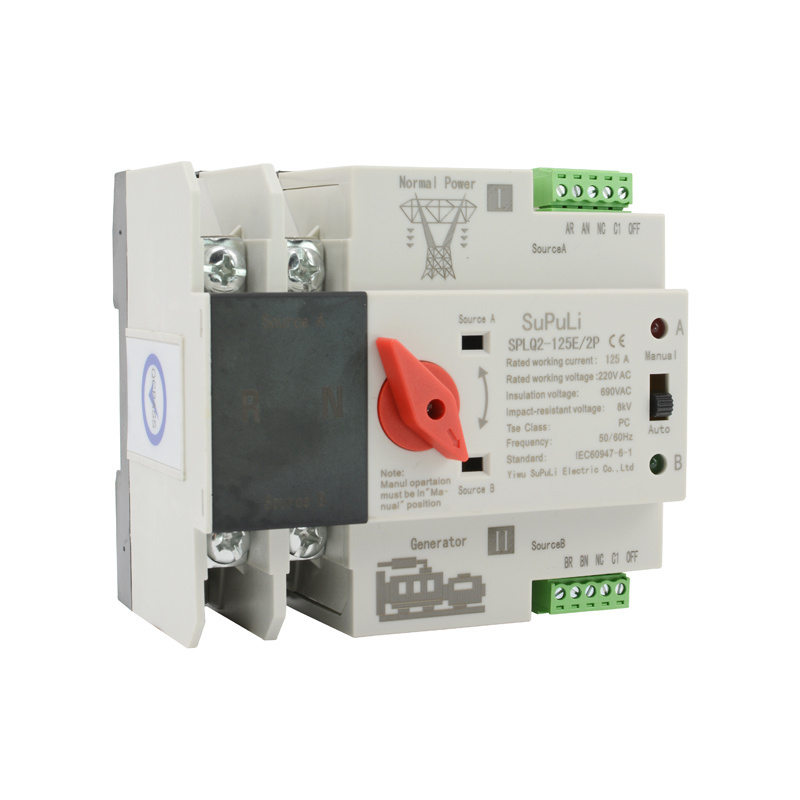 125a 2pole Ats Controller Din Rail Power Ac Dual Power Automatic Transfer Switch Ats Switch For Generator