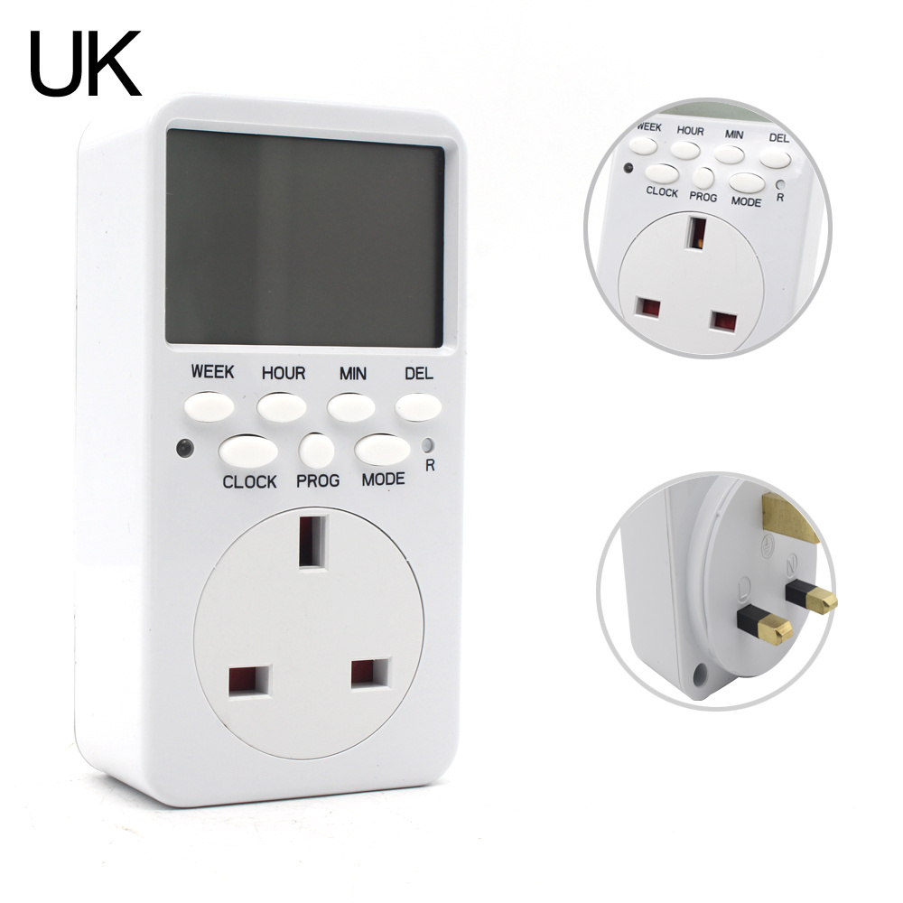 24h Electronic Timer Switch 220v Programmable Digital  Kitchen Timers Eu Uk Uk Us Fr School Bell Timer Plug Socket