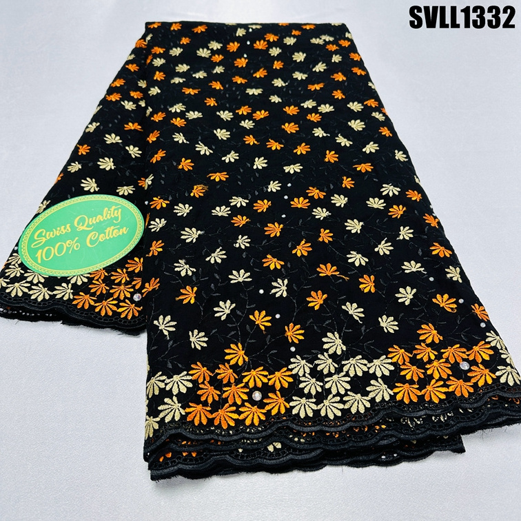 Supoo Swiss Voile Lace In Switzerland With Eyelet African Nigerian Lace Fabric With Stones French Cotton Lace Fabric