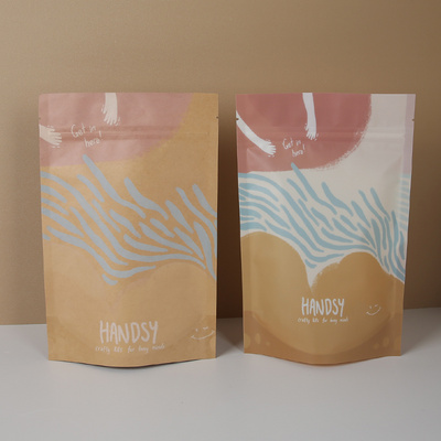 paper bag with logo print Custom printed stand up pouch food grade packaging bags Kraft Paper bags with zipper recyclable pouch