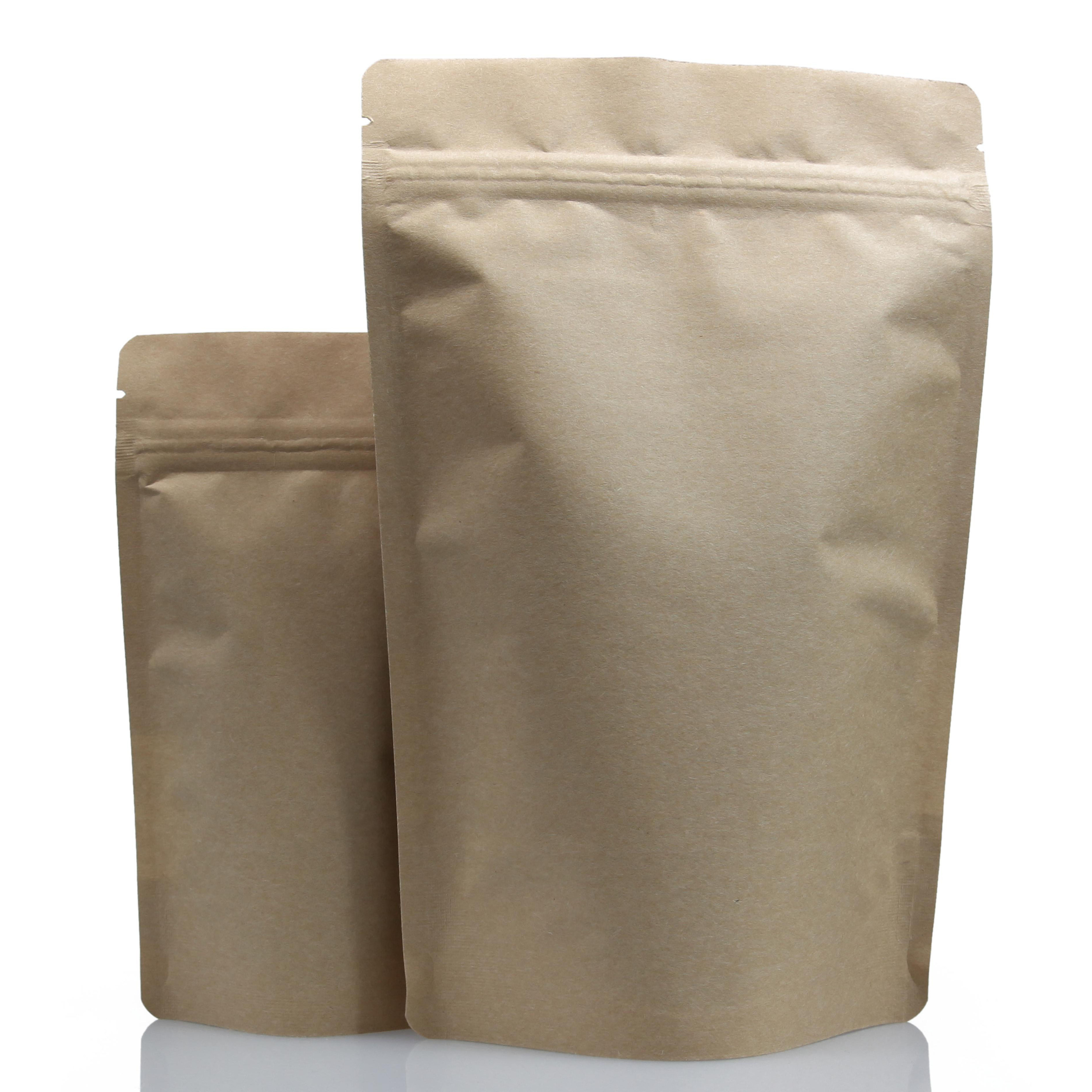 stand up pouch food packing bags for seasoning brown kraft paper horizontal window pouch biodegradable flexible packaging