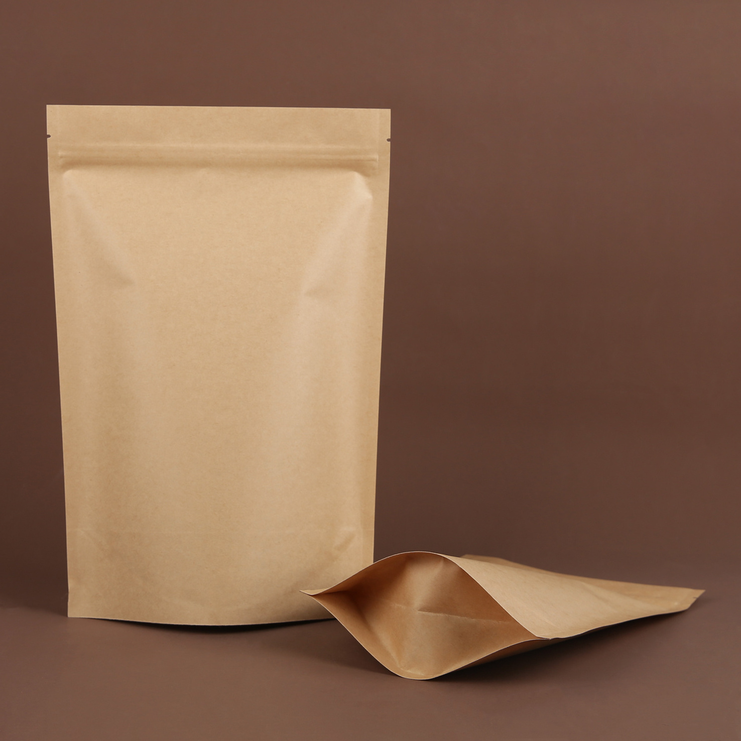 50g kraft paper stand up pouch with zipper doyen bottom food grade packaging  no print directly ship heat seal gift bag