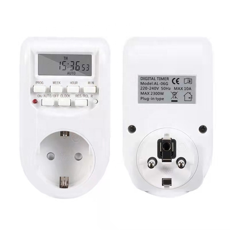 CE RoHS EU Plug In Type 220V-240V 50Hz 24 Hours Daily Weekly Programmable Digital Timer Switch AL-06G