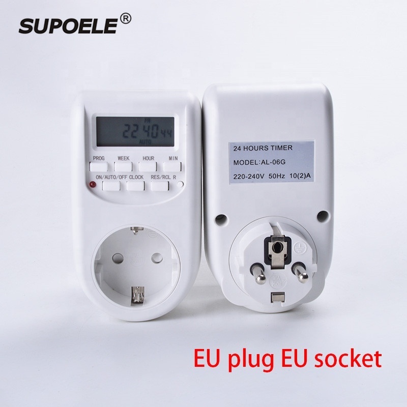 CE RoHS EU Plug In Type 220V-240V 50Hz 24 Hours Daily Weekly Programmable Digital Timer Switch AL-06G