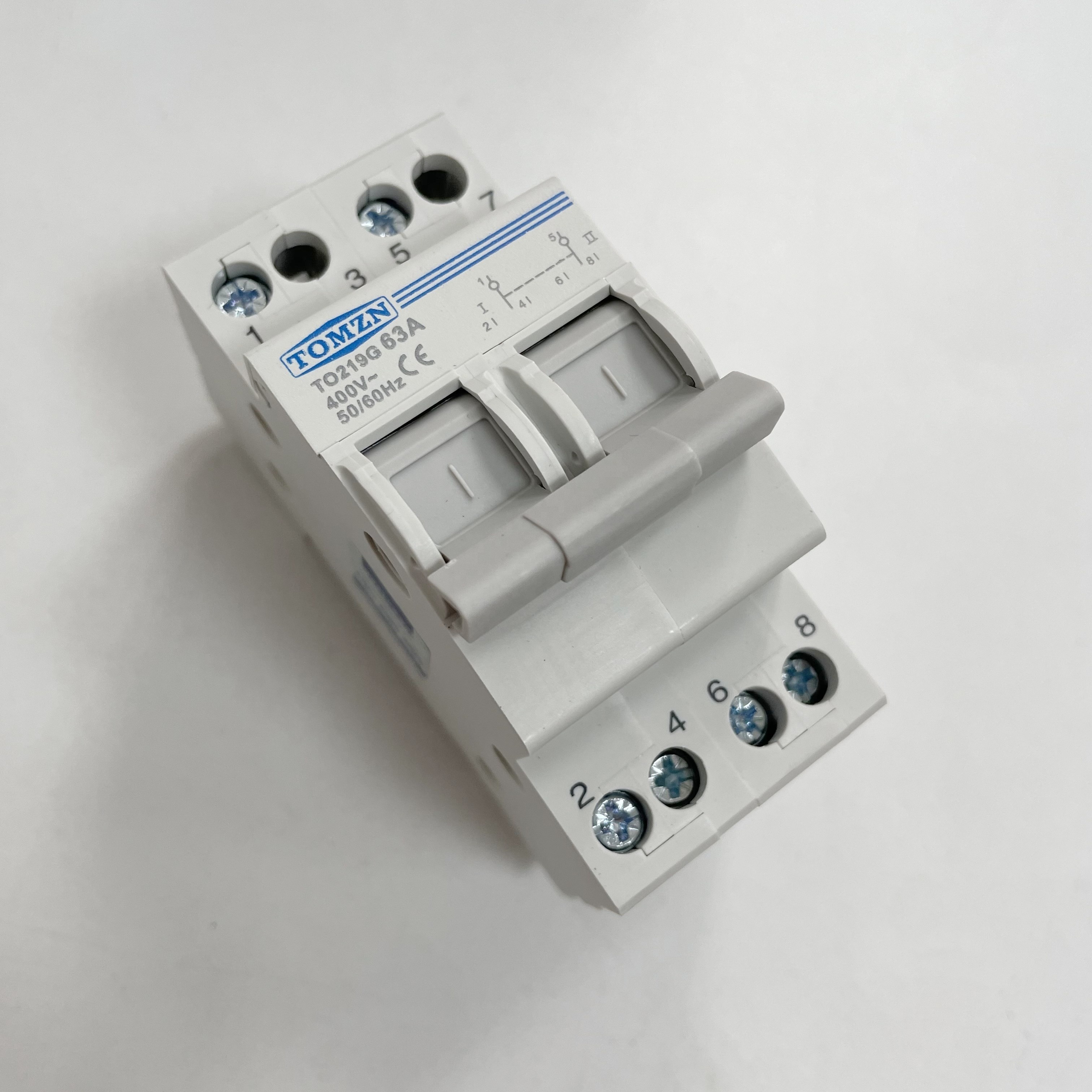 TOMZN Din Rail dual power Automatic MTS Manual Transfer Switch 2P 2poles 63A Modular Dual Power manual Changeover Switch