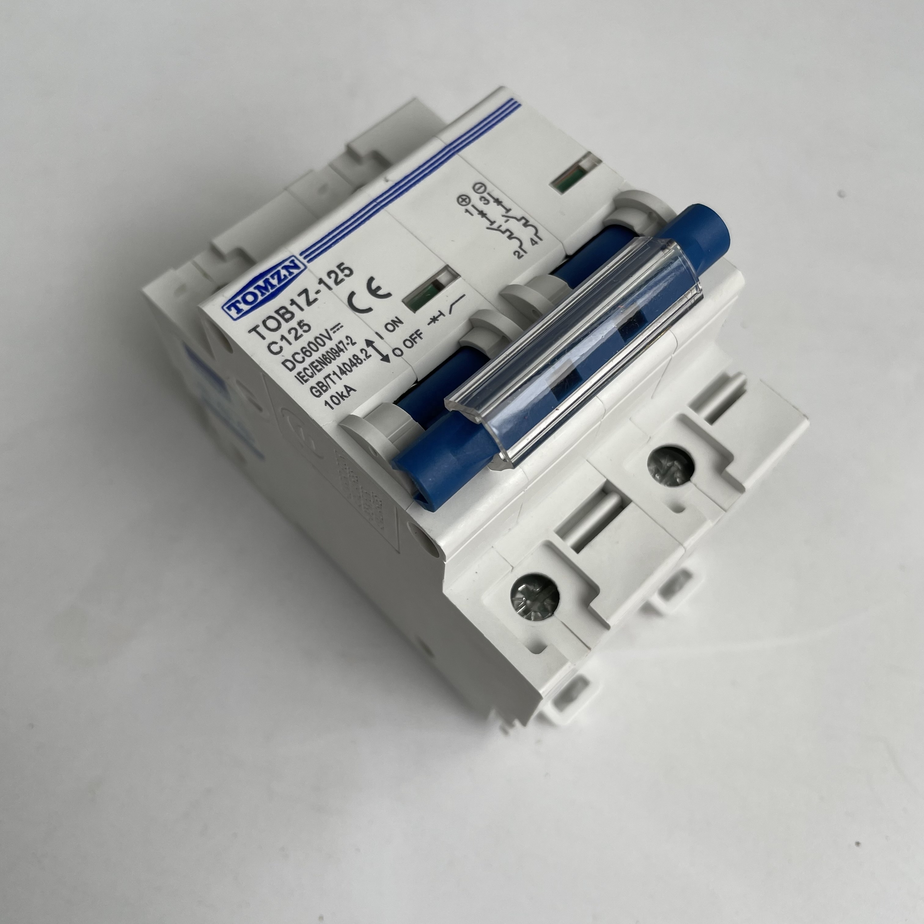 TOMZN 2P 125A DC MCB 600V Mini Circuit breakers FOR PV System C curve MCB Battery Main Photovoltaic Power Generation Switch