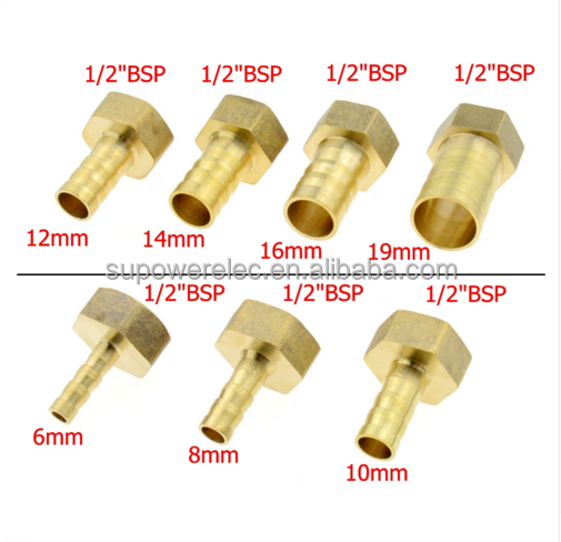 Brass Hose Fitting 6mm 8mm 10mm 19mm Barb Tail 1/8