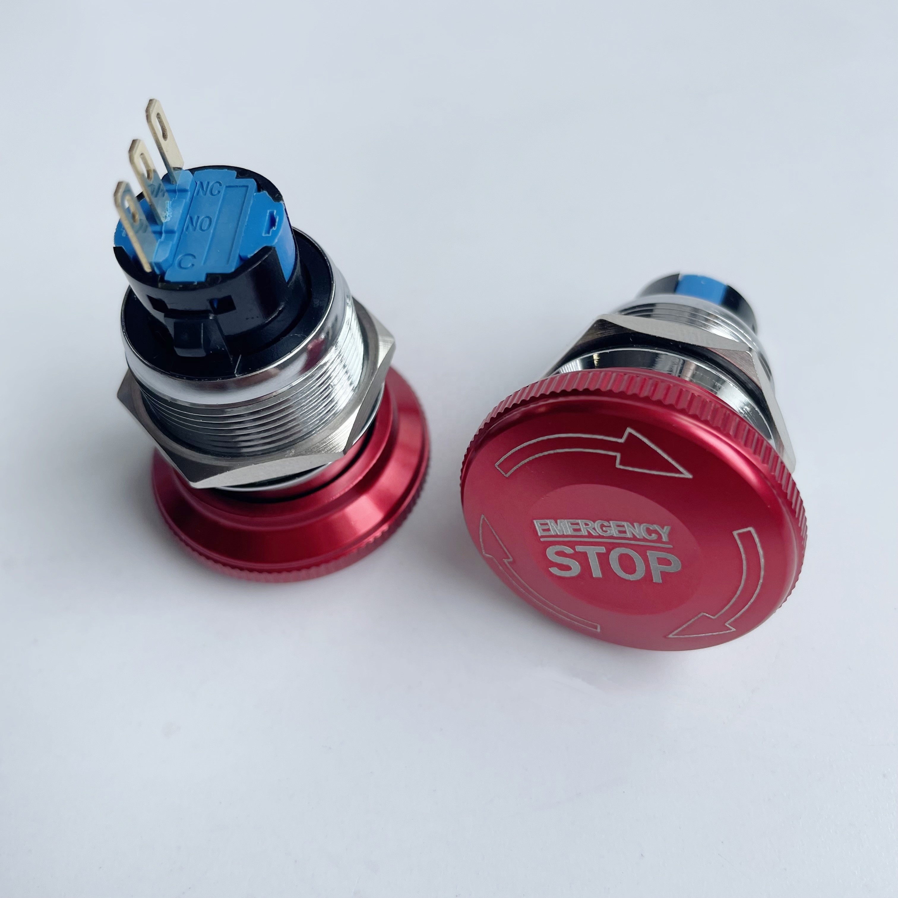 22mm 1NO1NC Waterproof Metal Latching Emergency STOP Mushroom Push Button Switch pushbutton Switch Knob Rotary Switch