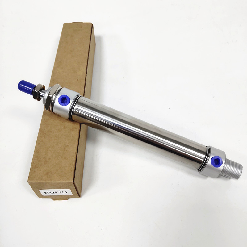 Pneumatic Stainless Air Cylinder 25MM Bore 100MM Stroke MA25X100-S-CA Double Action Mini Round Cylinders