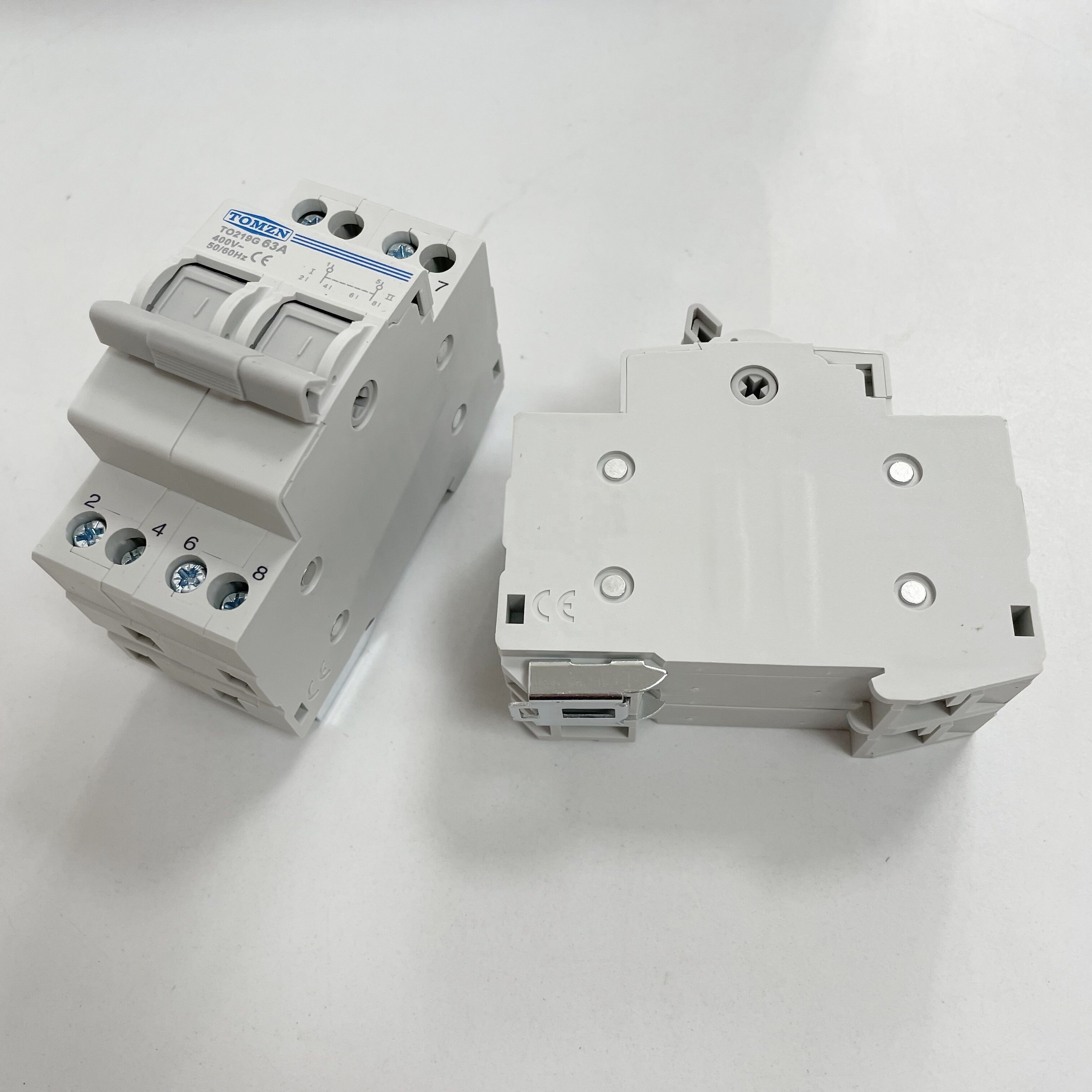 TOMZN Din Rail dual power Automatic MTS Manual Transfer Switch 2P 2poles 63A Modular Dual Power manual Changeover Switch