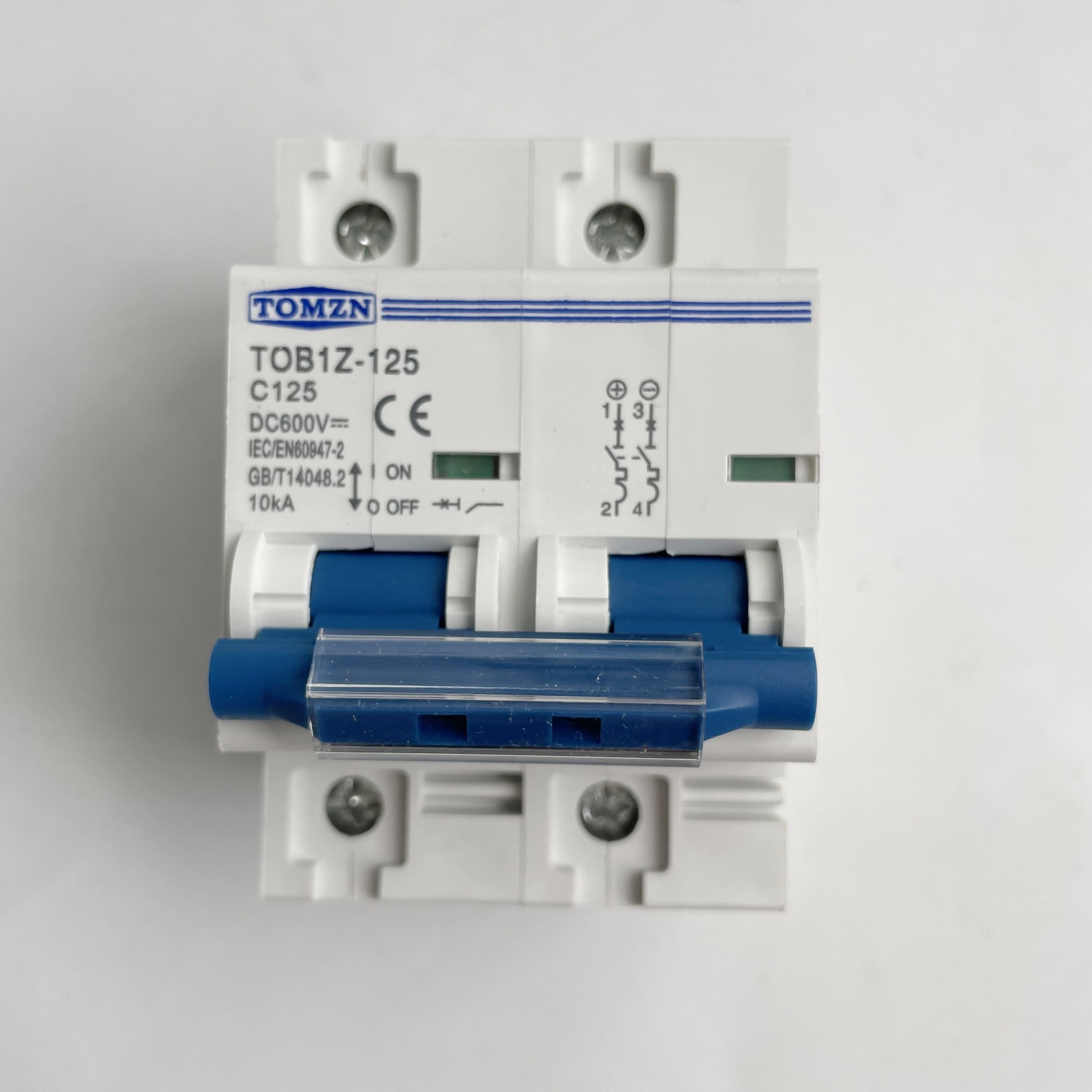 TOMZN 2P 125A DC MCB 600V Mini Circuit breakers FOR PV System C curve MCB Battery Main Photovoltaic Power Generation Switch