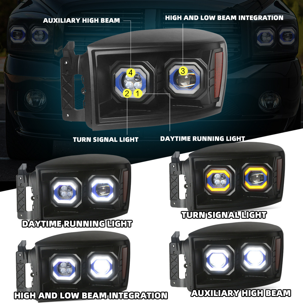 China Manufacturer Supply Custom Auto lighting assembly front led Head Light For Dodge Ram 1500 2006-2008 headlights