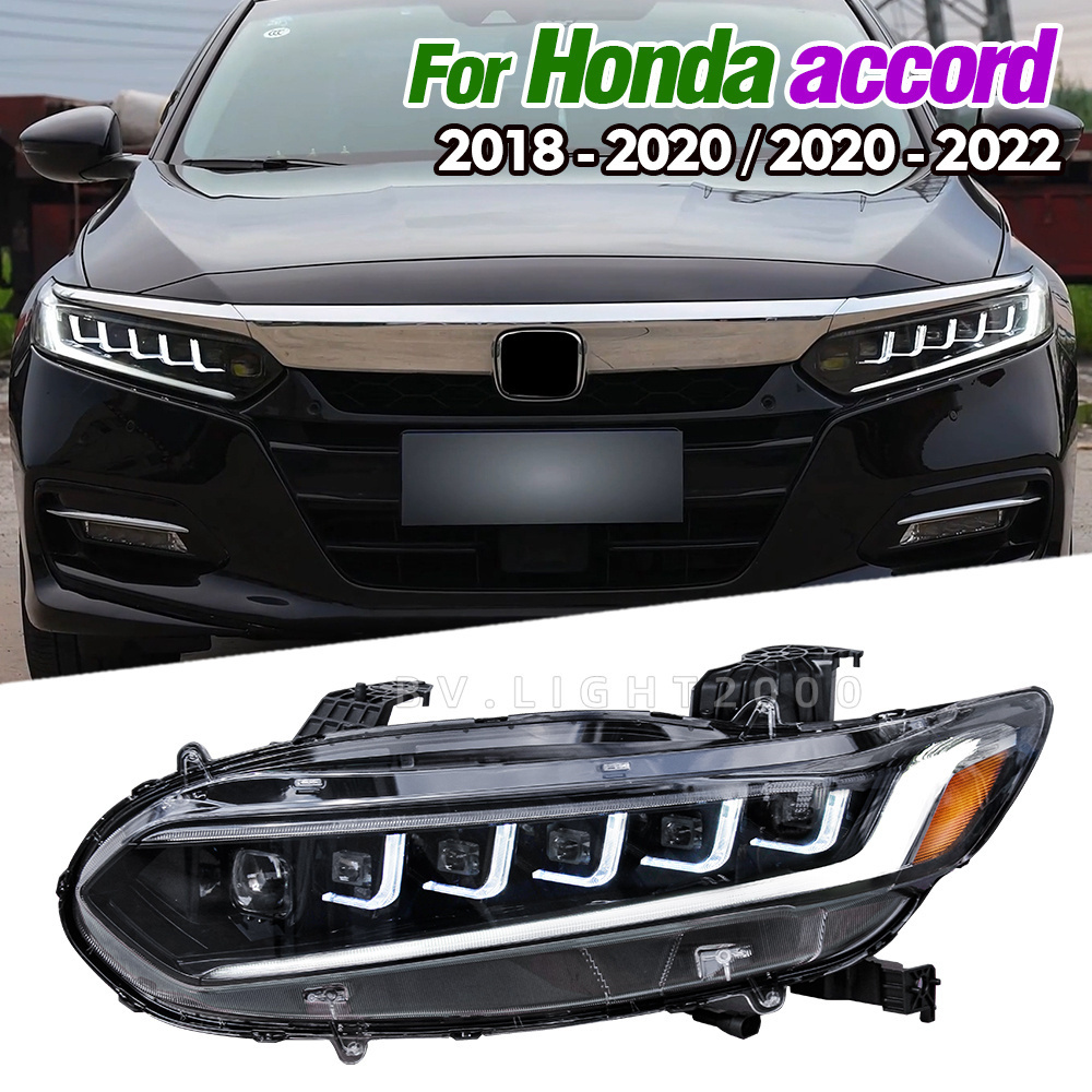 For Honda Accord G10 2018-2022 Headlight 2 PCS LED Car Lights DRL Turn Signal High Beam Angel Eye Projector Lens Head Lamp