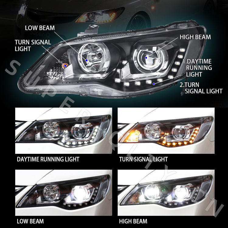 Eagle Eyes wholesales civic headlights for Honda Civic FD1 FD2 2012-2015 ciimo 2006-2011 modified headlamp  led front  headlight