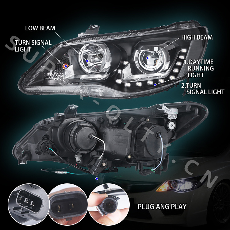 Eagle Eyes wholesales civic headlights for Honda Civic FD1 FD2 2012-2015 ciimo 2006-2011 modified headlamp  led front  headlight