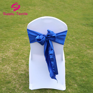 New Design Blue Chair Covers Satin Chair Sashes Bow Sash For Weddings Banquet Decoration