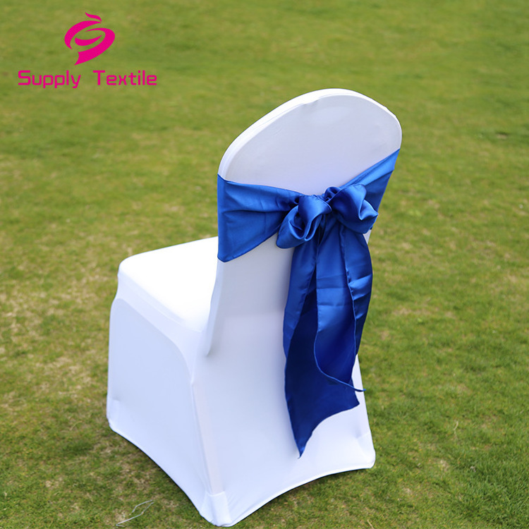 New Design Blue Chair Covers Satin Chair Sashes Bow Sash For Weddings Banquet Decoration