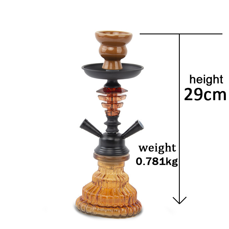 China Brown 2 Pipe Shisha Hookah Egypt Classic Chicha Smoke Glass Portable Shisha Hookah For Smoking