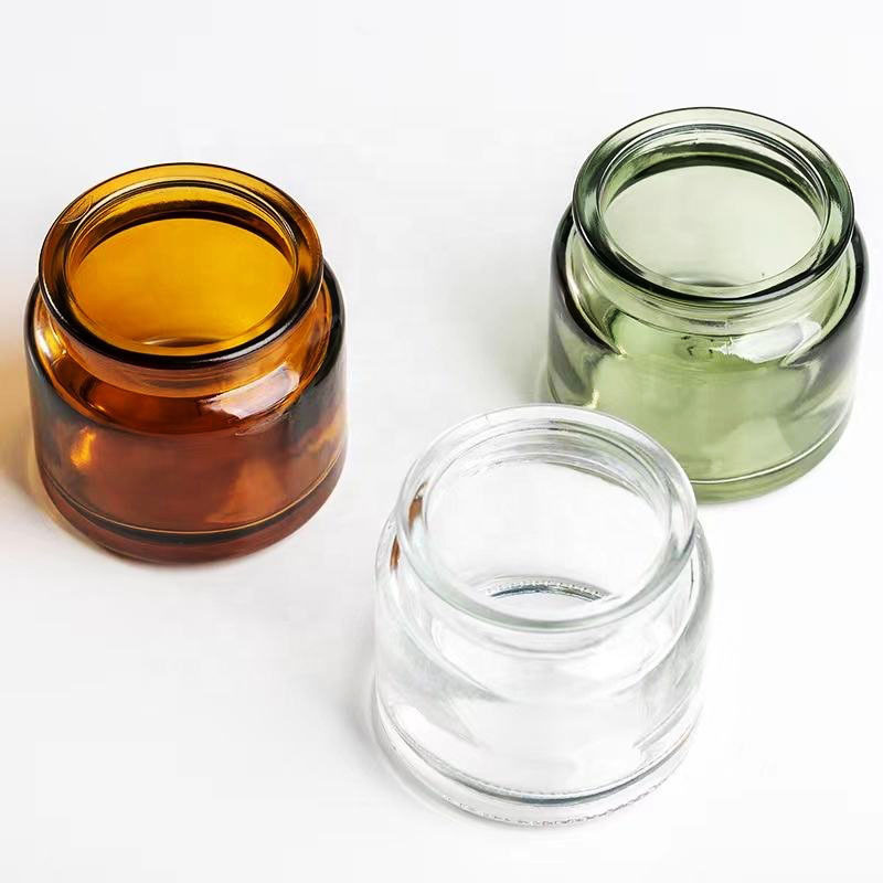 Custom Apothecary Jar 100ml Empty Clear Candle Holder Luxury Home Decor Amber Glass Candles Container Jars with Cork Lid