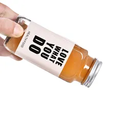 Custom Clear French Square 250Ml 350Ml 500Ml Cold Pressed Coffee Milk Tea Drink Juice Glass Bottle 16Oz Beverage Bottle With Lid