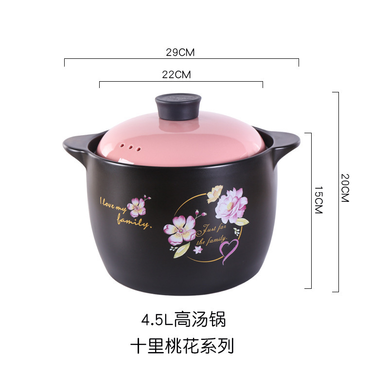 High Temperature Resistant And High-Capacity Ceramic Clay Pot Health Preservation Soup Pot With Printed Logo