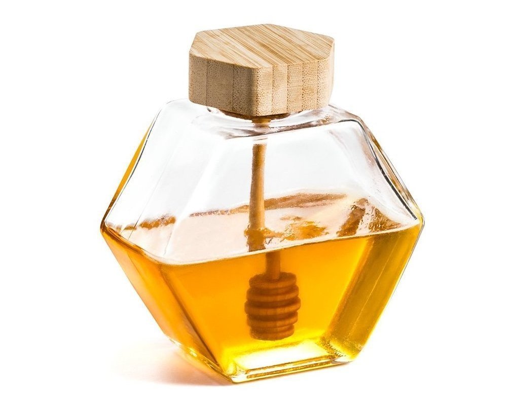 180ML 220Ml 380Ml Honey Glass Jar Hexagonal Honey Glass Jar With Dipper Bee Mini Honey Pot