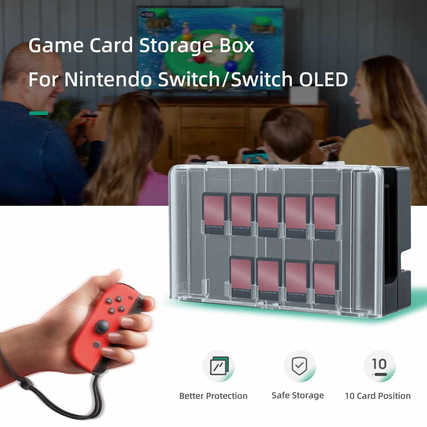 Transparent 10-slot Gaming Card Storage Transparent Protective Cover for Nintendo Switch Dock Sleeve Game Card Case for NS OLED