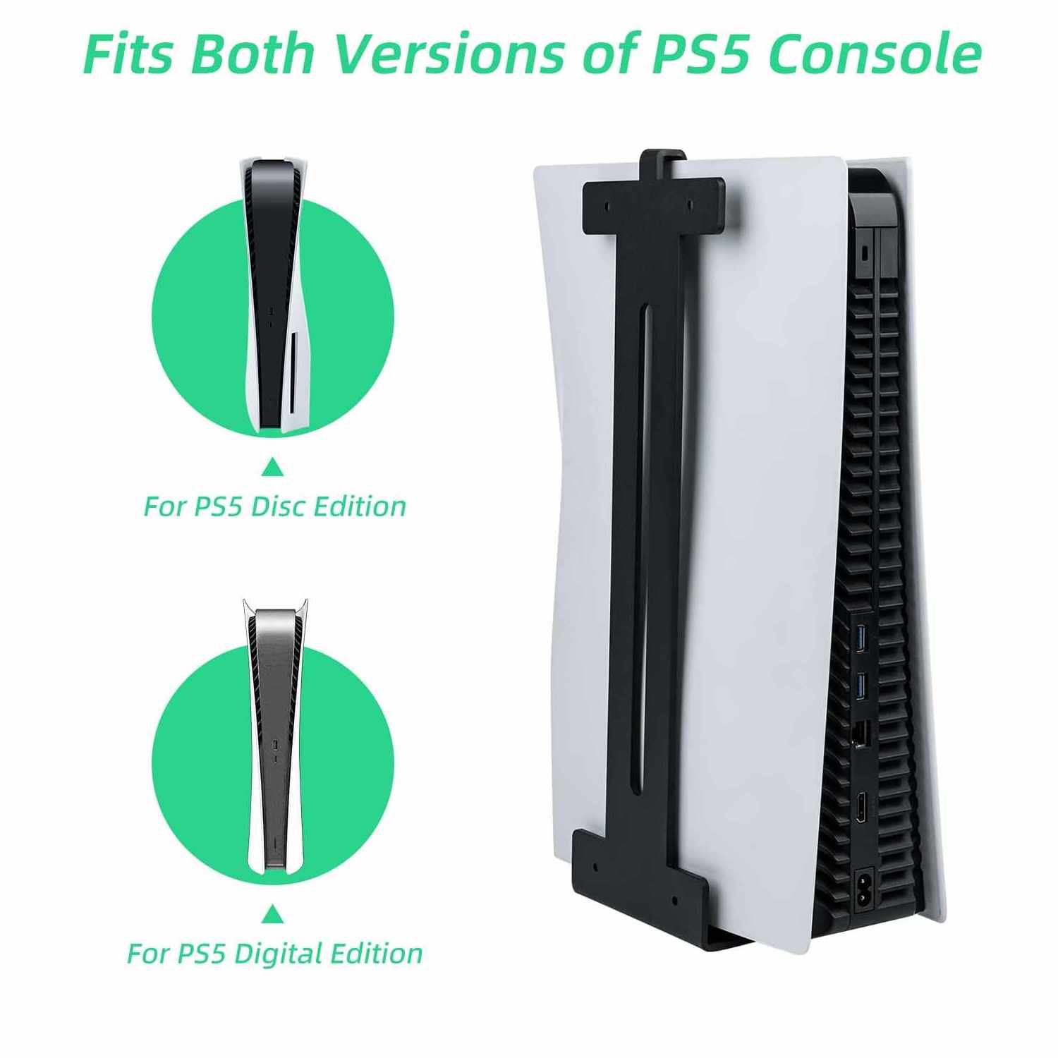 Vertical Steel Secure Wall Mount Stand for PS5 Iron Stable Display Bracket Holder for PlayStation 5 Game Console Cooling Hooks