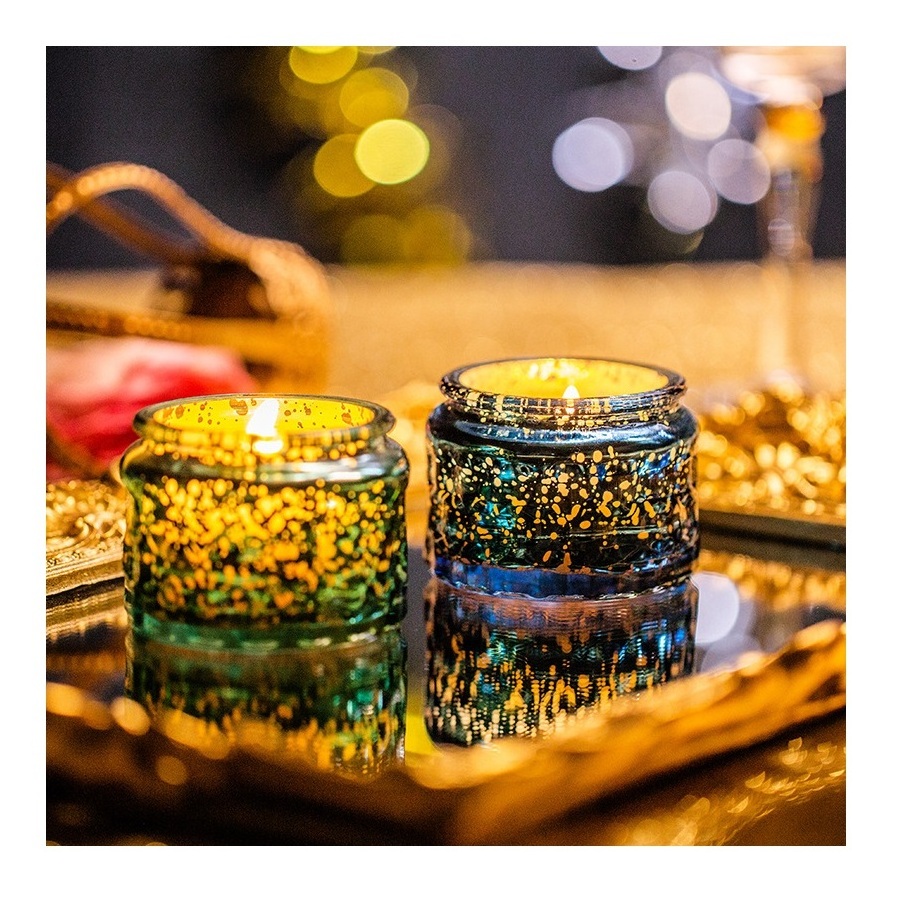 Aroma Candle Tin Lid Decorative Sparkling Glass Jar Luxury Scented Candle Soy Wax Candles For Wedding Gift Home Decoration