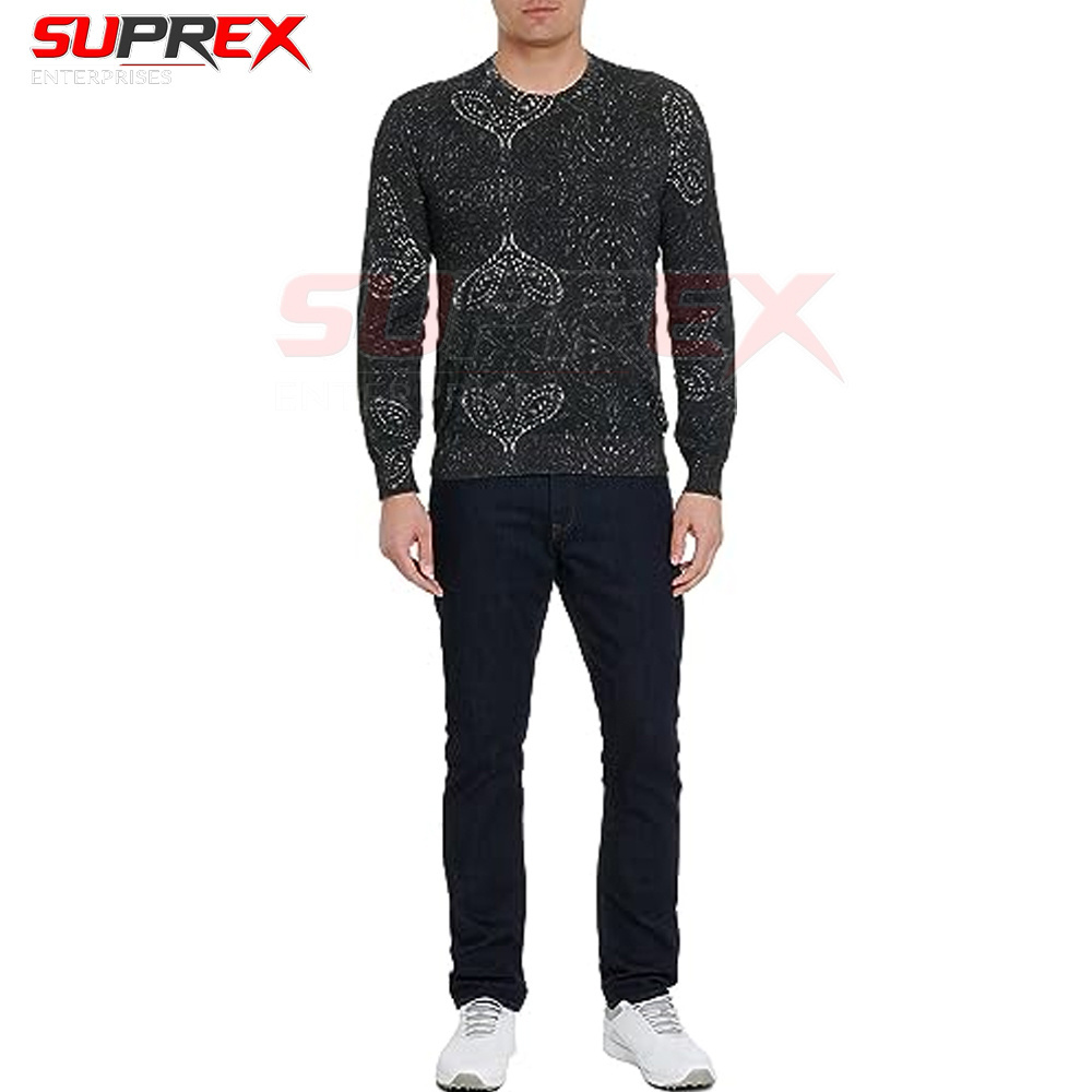 2023  embriodary  breathable    sweaters for men  long sleeves  knitted sweater casual or office wear for  men