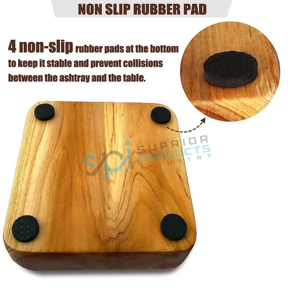 Natural Unique Handmade Carved Bowl Outdoor Windproof Stand Smoked Cigarette Wood Ash Tray Eco Wooden Cigar Ashtray for Car Home