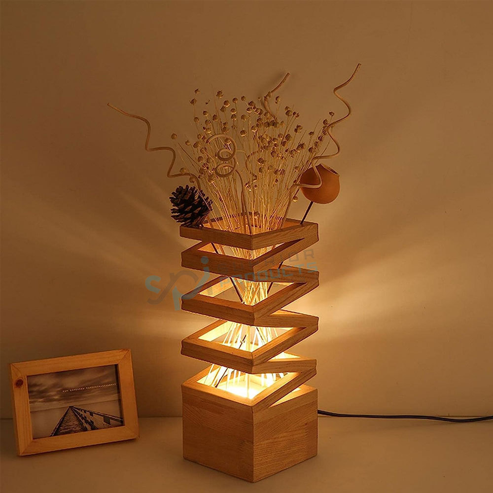 Premium Quality Wood Table Lamp with Fancy Design Lamp For Decoration Uses