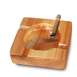 Natural Unique Handmade Carved Bowl Outdoor Windproof Stand Smoked Cigarette Wood Ash Tray Eco Wooden Cigar Ashtray for Car Home