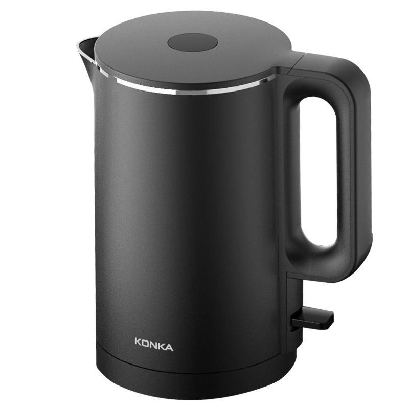 KONKA plastic and stainless steel double-layer 1.8L electric kettle black 1500W electric kettle for boiling water