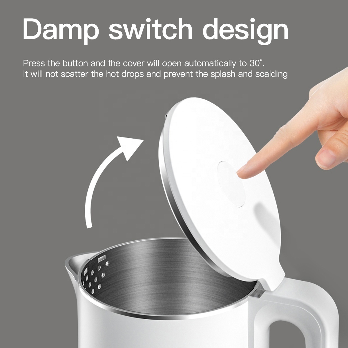 Hot selling 1.8L electric kettle price 1500W anti-drying white household 304 stainless steel electric kettle