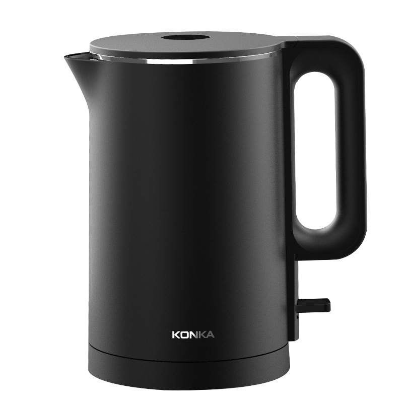 KONKA plastic and stainless steel double-layer 1.8L electric kettle black 1500W electric kettle for boiling water