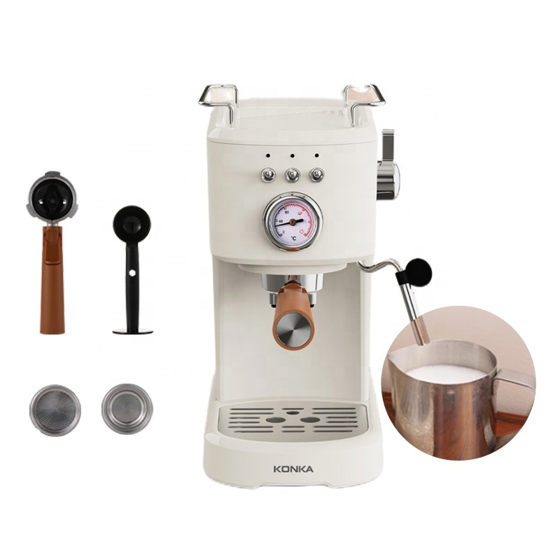 Konka New Expresso Machines NTC Temperature Control Retro Italian Style Espresso Semi Automatic Coffee Machine with Frother