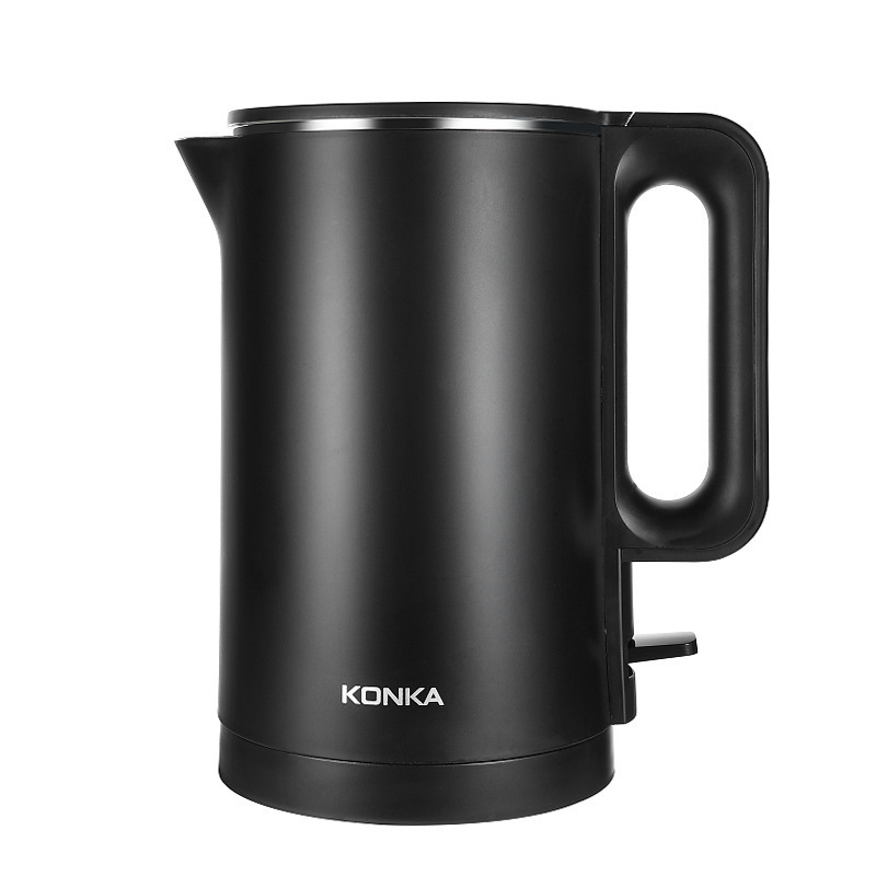 KONKA plastic and stainless steel double-layer 1.8L electric kettle black 1500W electric kettle for boiling water