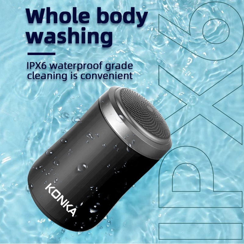 KONKA Black Mini Portable Electric Shaver Single Blade Waterproof Low-Noise USB Washable Pocket Shavers for men