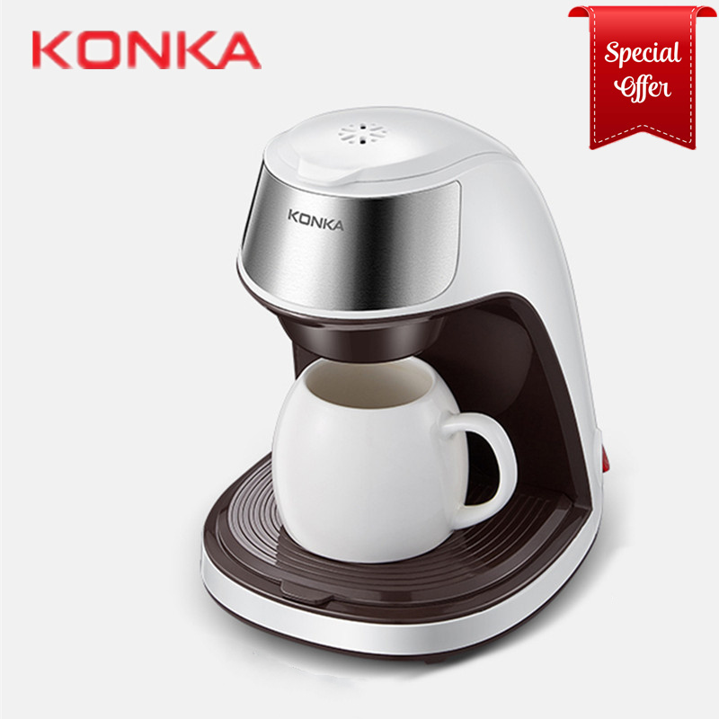 KONKA Small Mini Drip Coffee maker 220V Coffee machines US Plug White Coffee Pod Machine For Tea