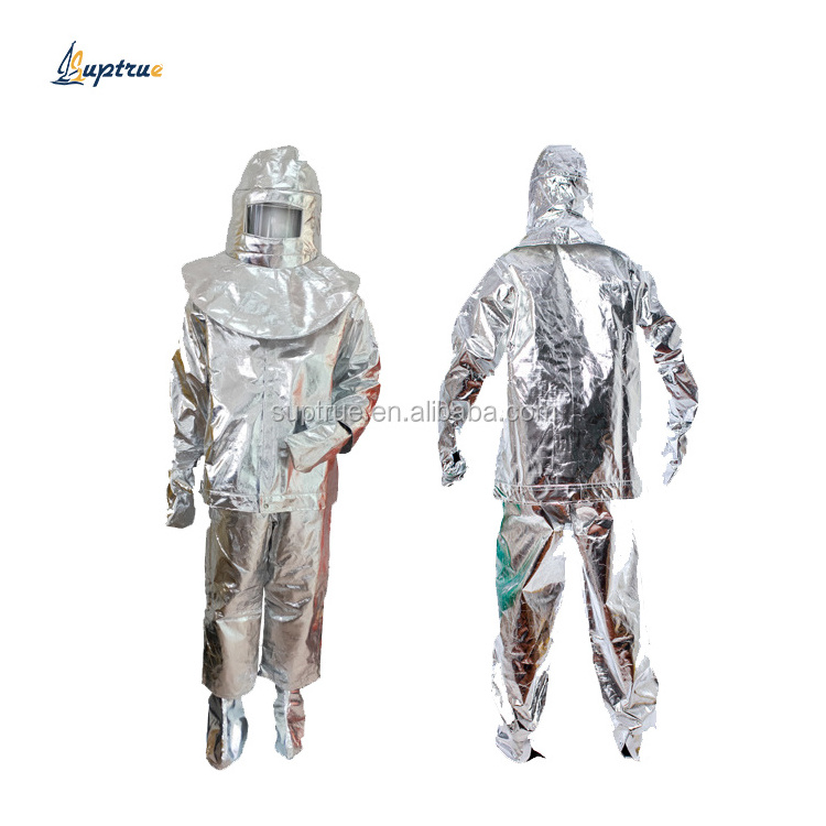 High temperature fire resistant heat insulation 500 degrees fire protection clothing aluminized suit from China