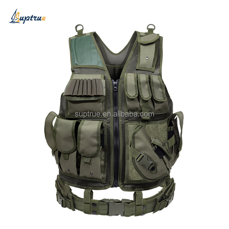 Tactical Combat Vest Security Waistcoat Tool Multi-Pocket Mesh Work CS Training Vest