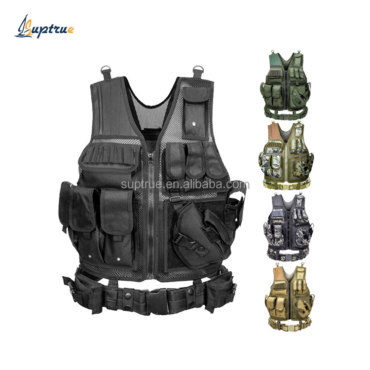 Tactical Combat Vest Security Waistcoat Tool Multi-Pocket Mesh Work CS Training Vest