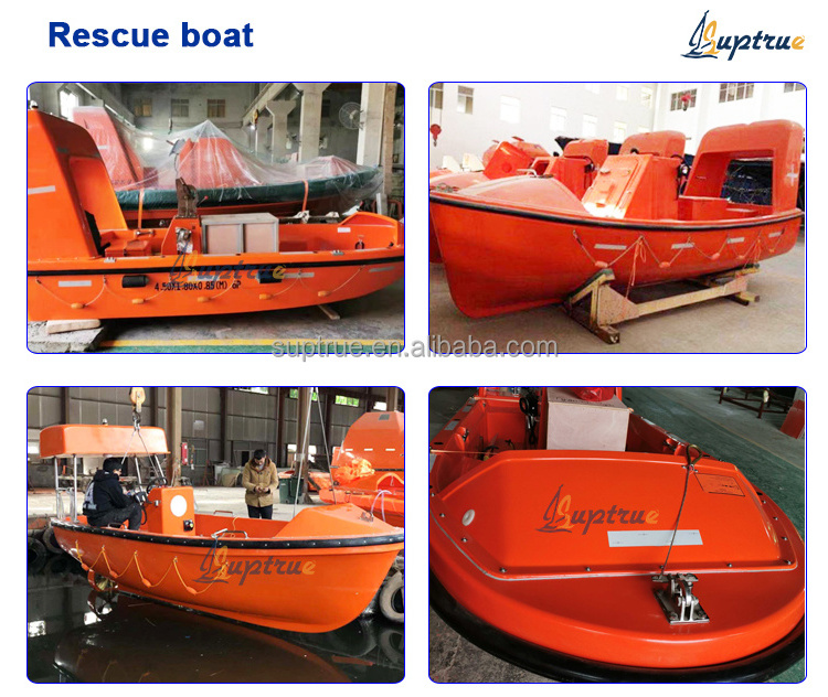 Suptrue 6 Persons 5 meter rescue boat FRP marine rescue lifeboat for lifesaving with davit