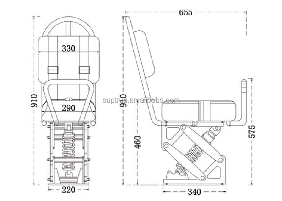 Suptrue Marine Boat Captain Seat Deluxe Harness Chair Rib Jockey Seat Boat Jockey Seats With shock absorbing pedestal