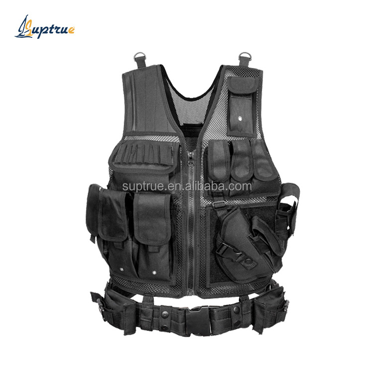 Tactical Combat Vest Security Waistcoat Tool Multi-Pocket Mesh Work CS Training Vest