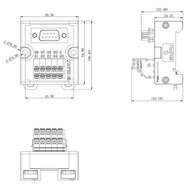 9 Poles Connections Din Rail Mounting Screw Mount Factory Directly Supply Connector Fixed Wire Terminal Block